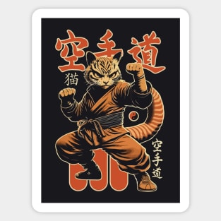 Karate Cat Illustration Typography Style Poster Sticker